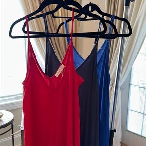 Elegant Red, Navy, and Blue Slip Dresses